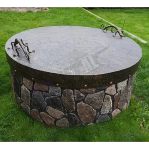 Well cover with lizards