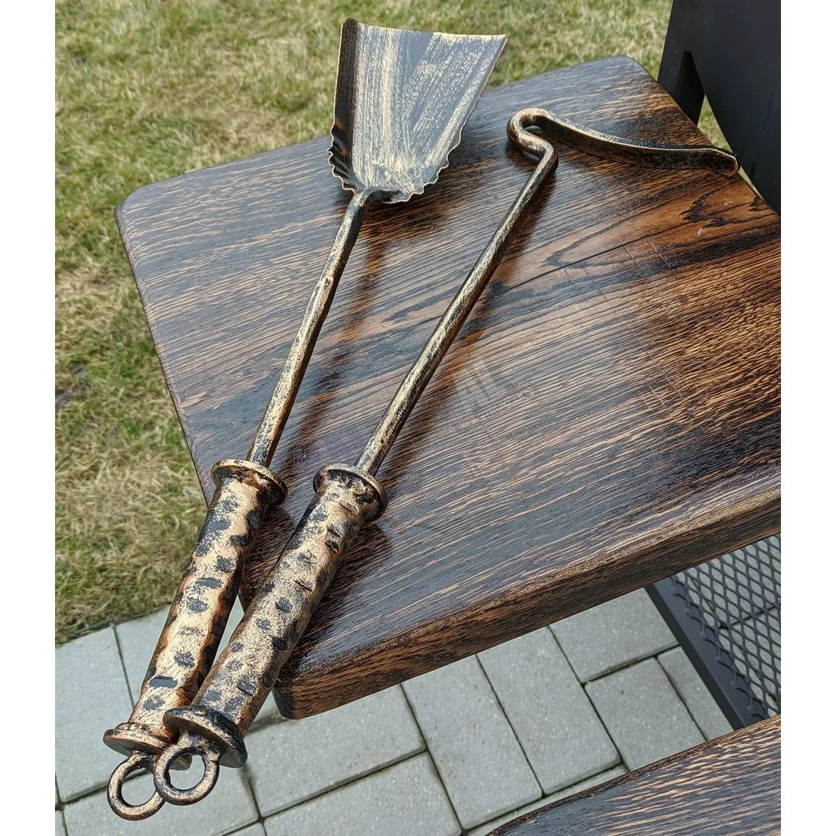 Blacksmith-style poker and scoop set