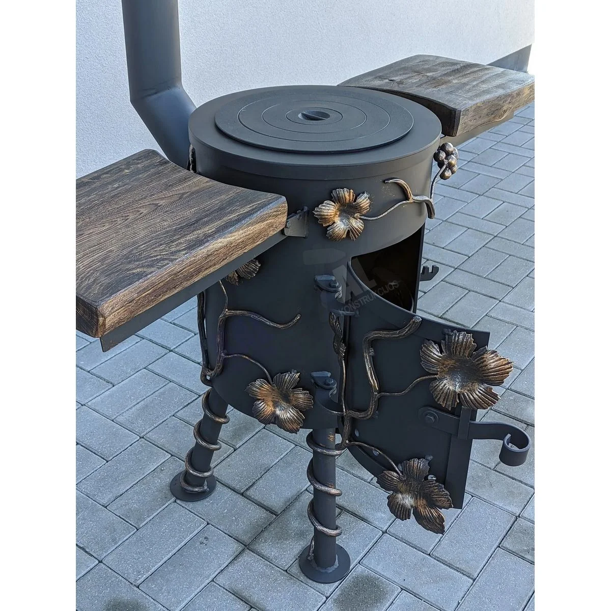 Blacksmith-style cauldron stove – Grape, 6.3 mm thick, for 12 L pot - Image 9
