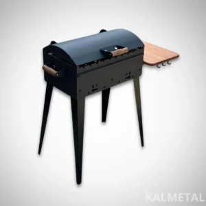 Compact Skewer Grill with Lid and Side Shelf