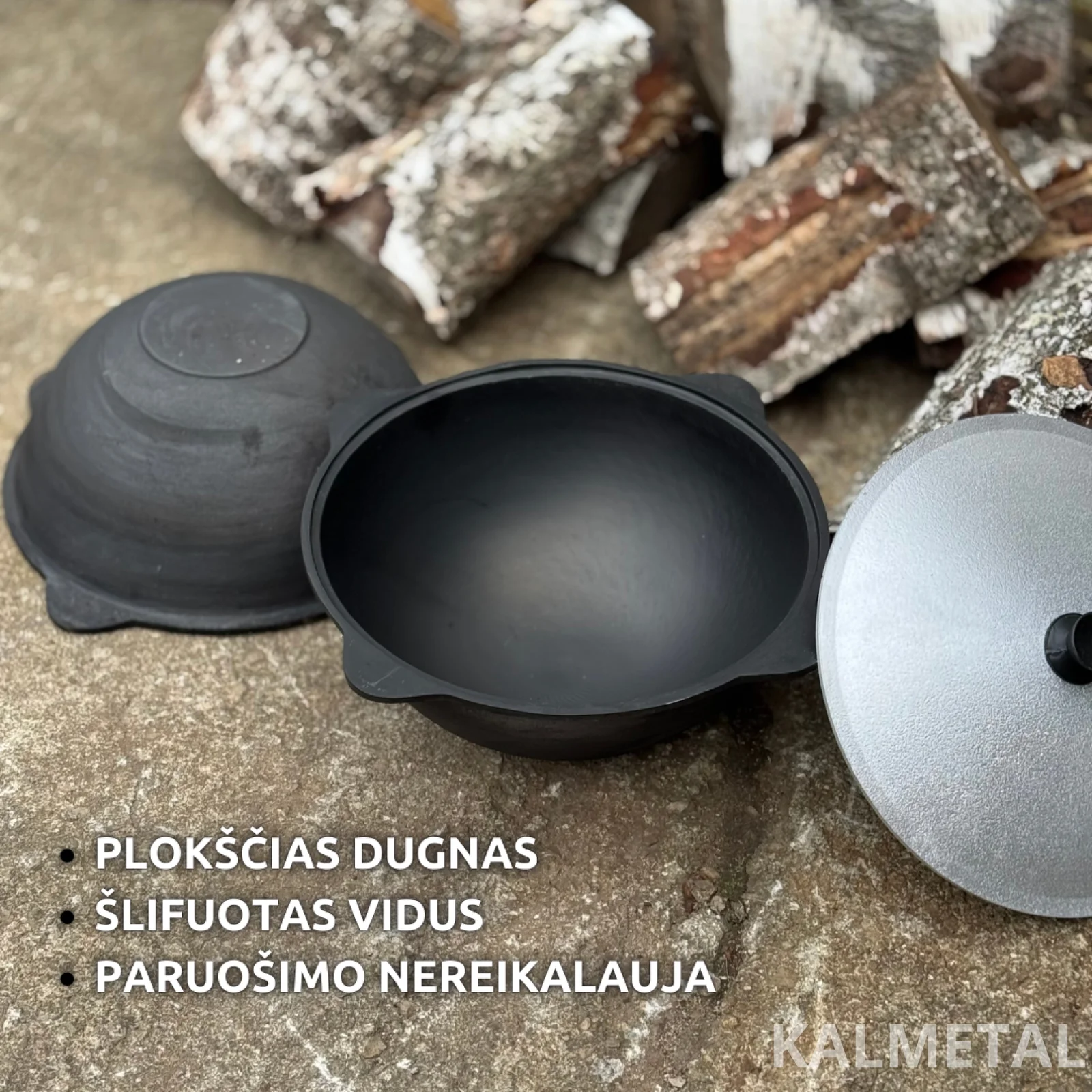 Uzbek Kazan pot from 6L to 22L Namangan, flat bottom, with lid + ladle + skimmer - Image 2