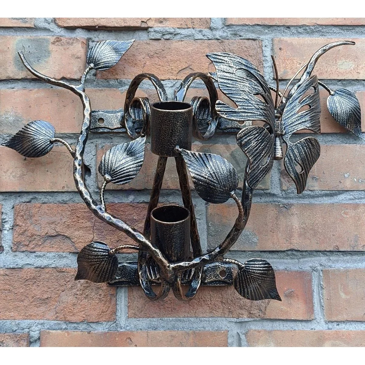 Handcrafted metal flag holder with a butterfly - Image 2